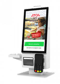 Касса самообслуживания АТОЛ КСО 3210 (21,5", J6412, SSD, 4/128GB),без Wi-Fi, Win IoT, Mindeo, Ind. light, Кр. пин-пад, Кр. ФР. - ITsale - thumb
