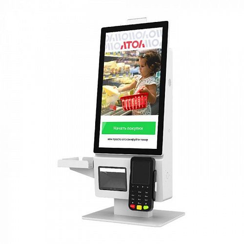 Касса самообслуживания АТОЛ КСО 3210, бел. (21,5", N100, SSD, 8/128GB),без Wi-Fi, с Win IoT, Mindeo, Ind., 2хРозетка, Кр. ФР., MSR (1С:РМК) - ITsale